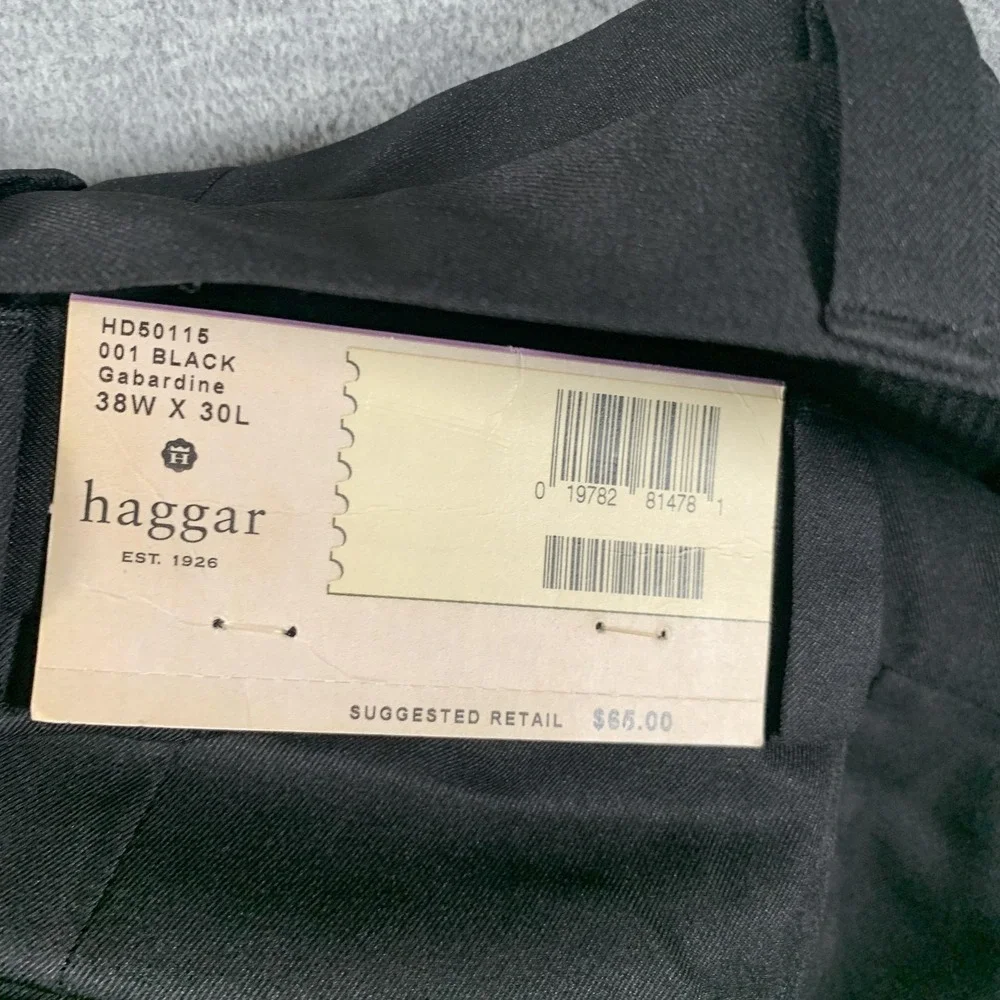 Haggar Dress Pants Mens 38x30 Black Classic Fit Gabardine Work Business